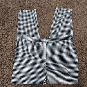 Calvin Klein Plaid Dress Pants with Adjustable Waist Black and White